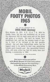 1965 Mobil Footy Photos VFL #39 Doug Wade Back